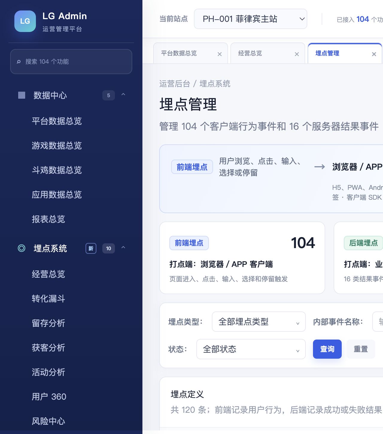 埋点管理原型